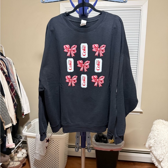 Hanes Tops - Hanes Black Sweatshirt with Diet Coke and Red Bow Graphics